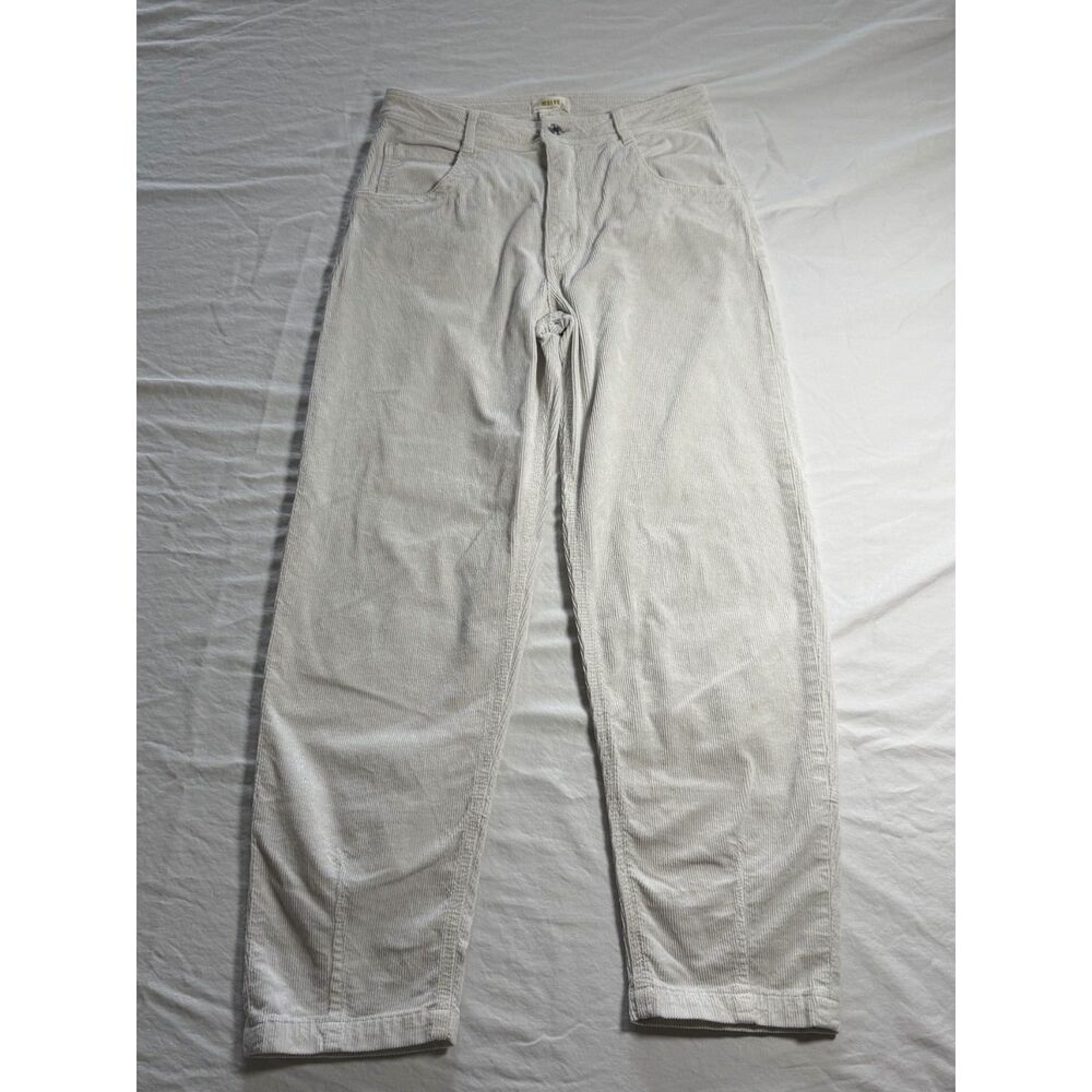 Maeve by Anthropologie Wide Leg Corduroy Pants 27 Ivory Cream High Rise Pocket - Picture 2 of 13